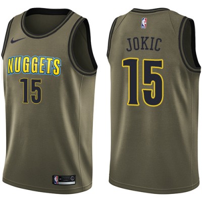 Nike Denver Nuggets #15 Nikola Jokic Green Salute to Service Youth NBA Swingman Jersey